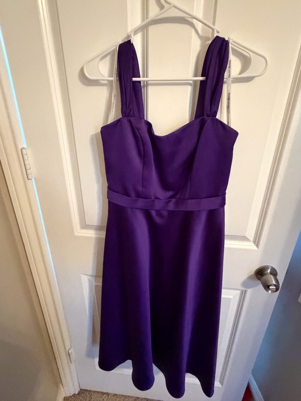 David's Bridal Purple Midi A-Line Dress